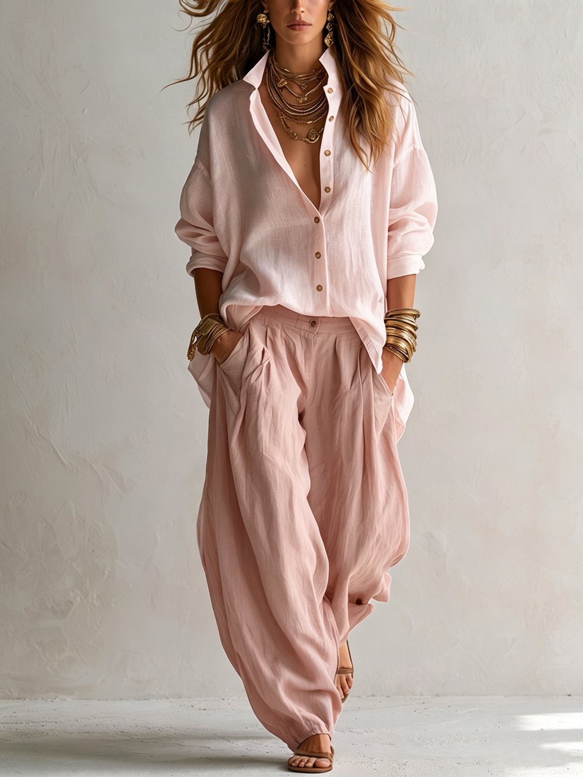Maria - Ensemble Chemise Blanche et Pantalon Lanterne