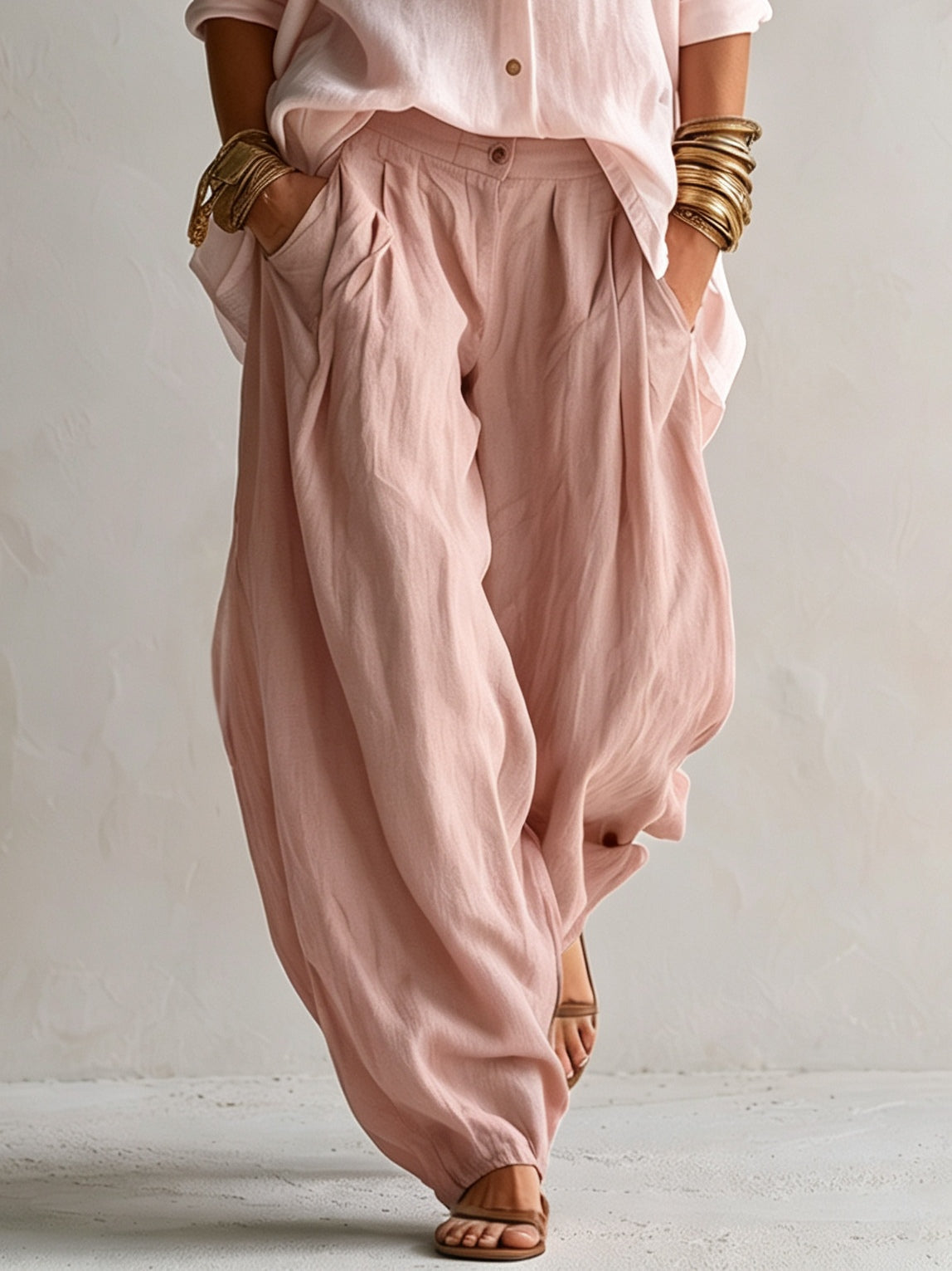 Maria - Ensemble Chemise Blanche et Pantalon Lanterne