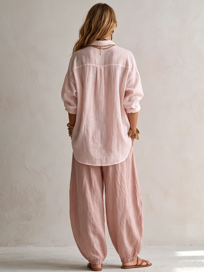 Maria - Ensemble Chemise Blanche et Pantalon Lanterne