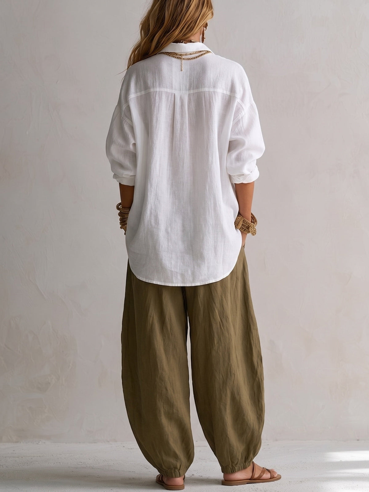 Maria - Ensemble Chemise Blanche et Pantalon Lanterne