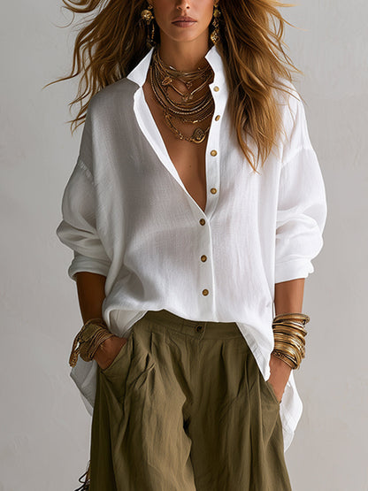Maria - Ensemble Chemise Blanche et Pantalon Lanterne