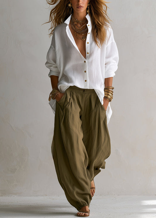Maria - Ensemble Chemise Blanche et Pantalon Lanterne