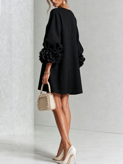 Lolita — Robe Courte à Boutons & Manchettes Fleuries