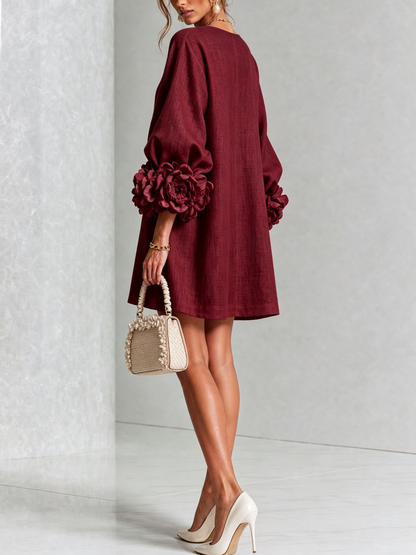 Lolita — Robe Courte à Boutons & Manchettes Fleuries