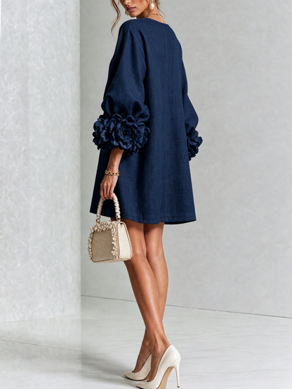 Lolita — Robe Courte à Boutons & Manchettes Fleuries