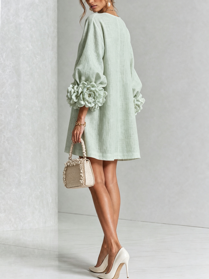 Lolita — Robe Courte à Boutons & Manchettes Fleuries