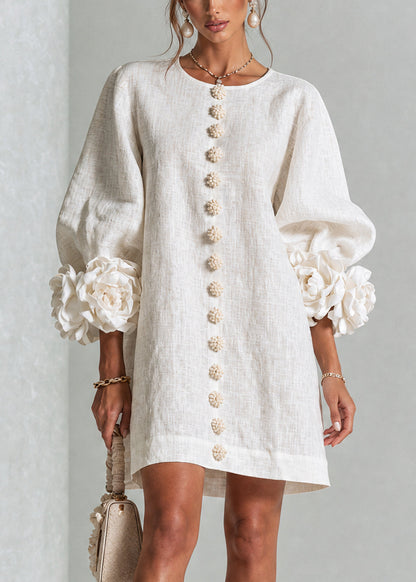 Lolita — Robe Courte à Boutons & Manchettes Fleuries