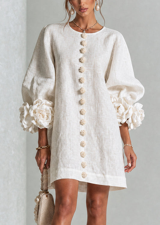 Lolita — Robe Courte à Boutons & Manchettes Fleuries