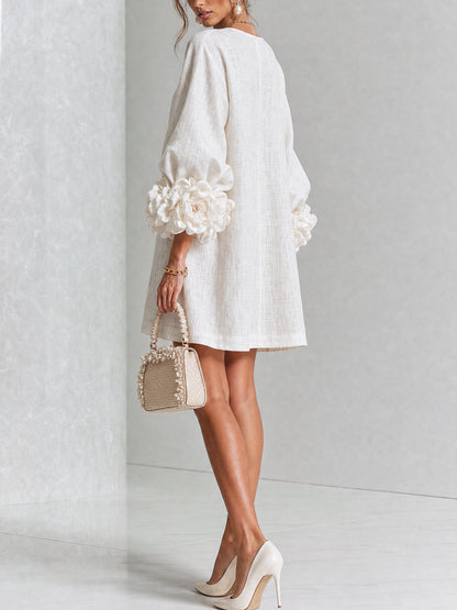 Lolita — Robe Courte à Boutons & Manchettes Fleuries