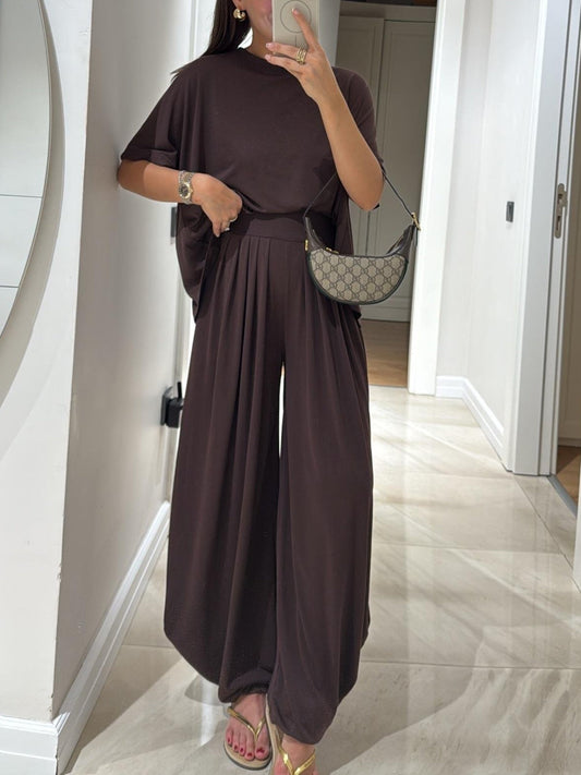 Clémence - Ensemble 2 Pièces Décontracté Top & Pantalon Large