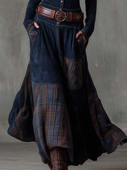 Victoire – Robe Longue en Suédine avec Ceinture
