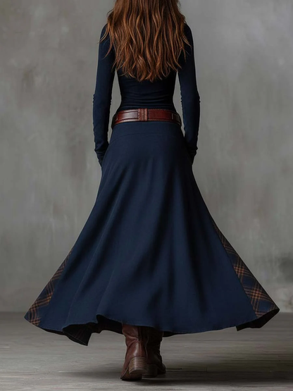 Victoire – Robe Longue en Suédine avec Ceinture