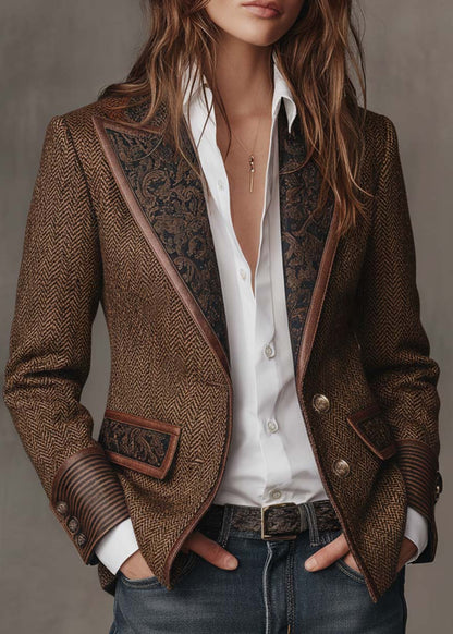 Odile – Blazer Chevrons à Empiècements Brodés