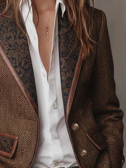 Odile – Blazer Chevrons à Empiècements Brodés