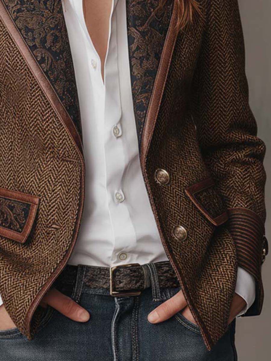 Odile – Blazer Chevrons à Empiècements Brodés