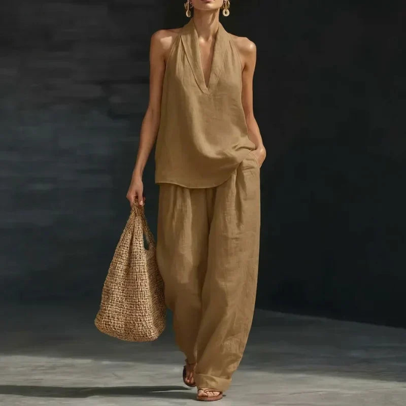Ainhoa - Ensemble 2 Pièces Blouse & Pantalon Large