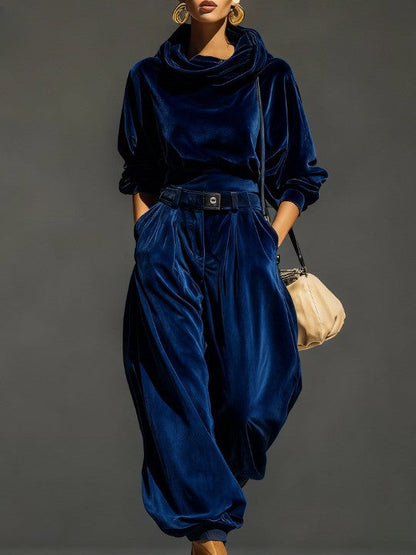 Léonie - Ensemble Velours Sweat à Capuche et Pantalon Ample
