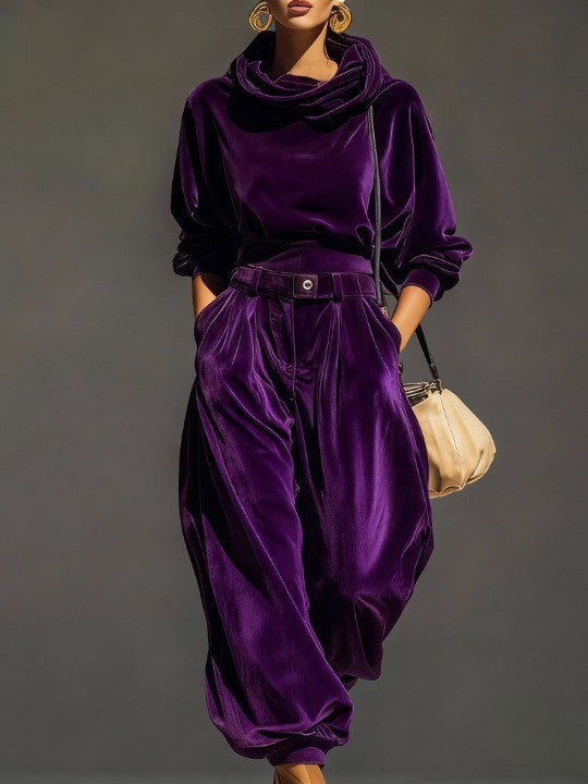 Léonie - Ensemble Velours Sweat à Capuche et Pantalon Ample