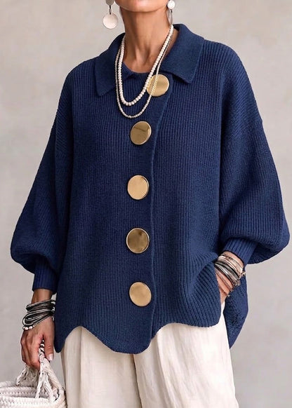 Suzanne - Cardigan Oversize à Gros Boutons Dorés