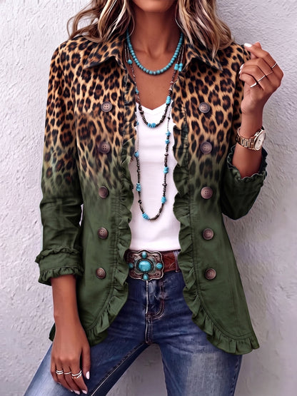Béatrice – Veste Blazer Imprimé Léopard Contrasté