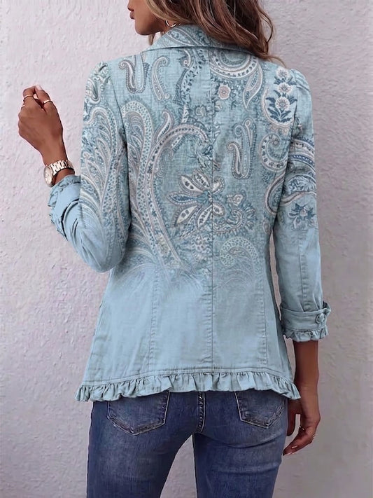 Laurence – Veste Paisley Vintage à Volants