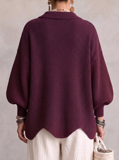 Suzanne - Cardigan Oversize à Gros Boutons Dorés