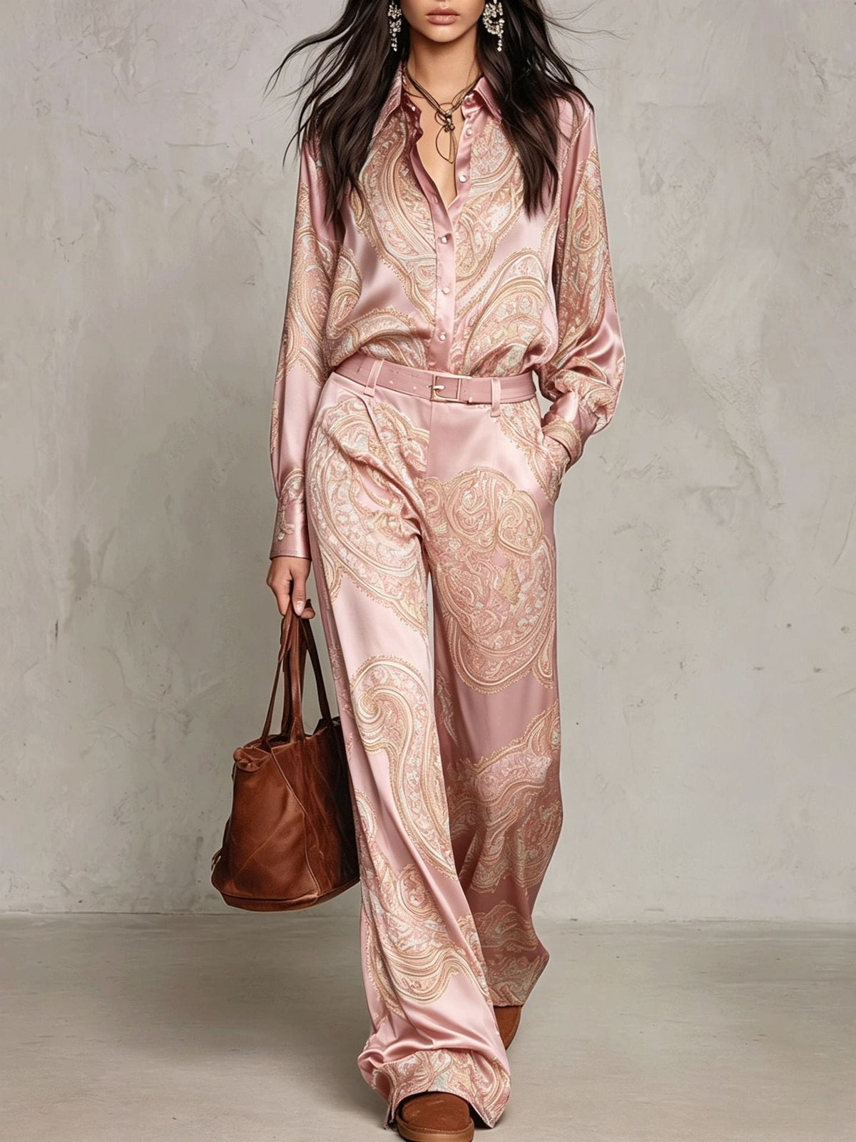 Florence – Ensemble Chemise et Pantalon Large à Motif Paisley