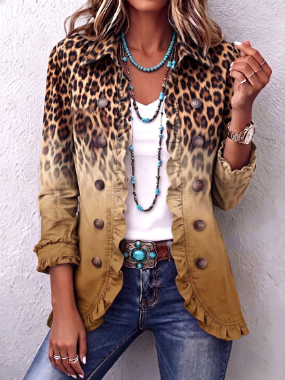 Béatrice – Veste Blazer Imprimé Léopard Contrasté