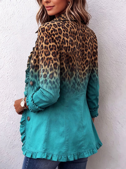Béatrice – Veste Blazer Imprimé Léopard Contrasté
