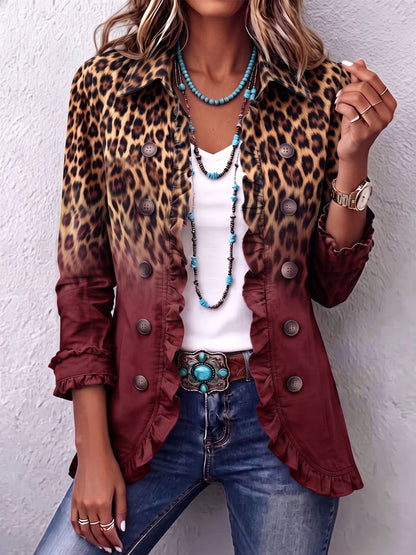 Béatrice – Veste Blazer Imprimé Léopard Contrasté