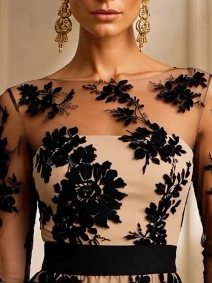 Catherine – Robe de Soirée Dentelle Florale