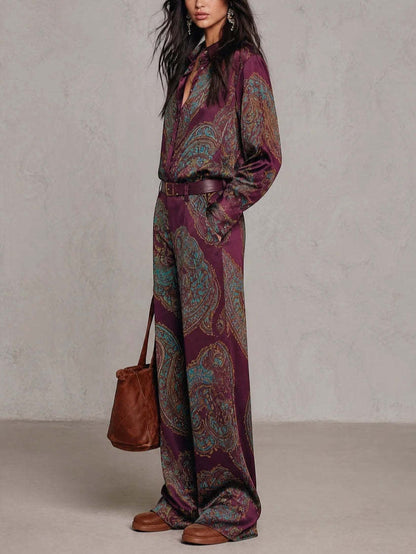 Florence – Ensemble Chemise et Pantalon Large à Motif Paisley