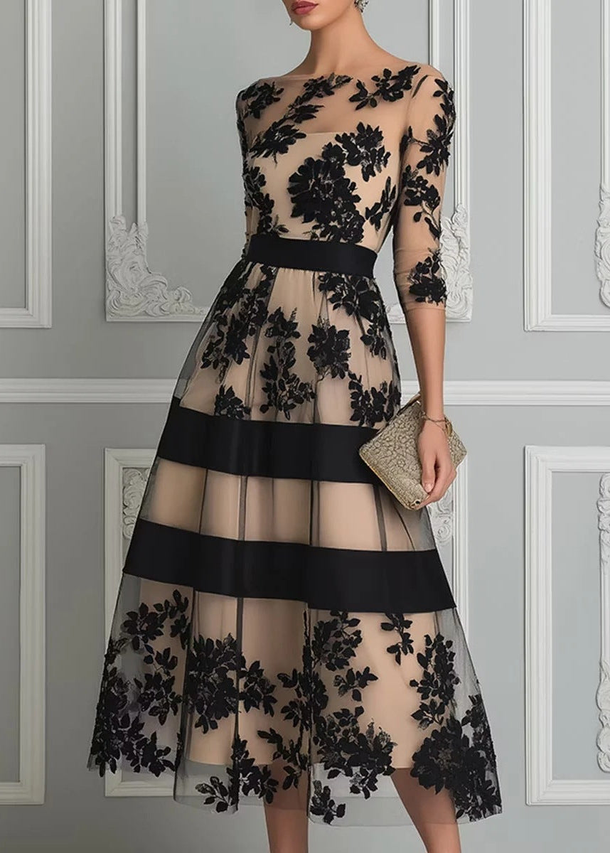 Catherine – Robe de Soirée Dentelle Florale
