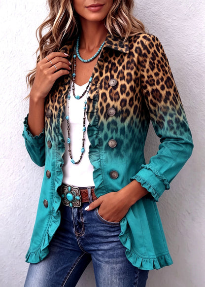 Béatrice – Veste Blazer Imprimé Léopard Contrasté
