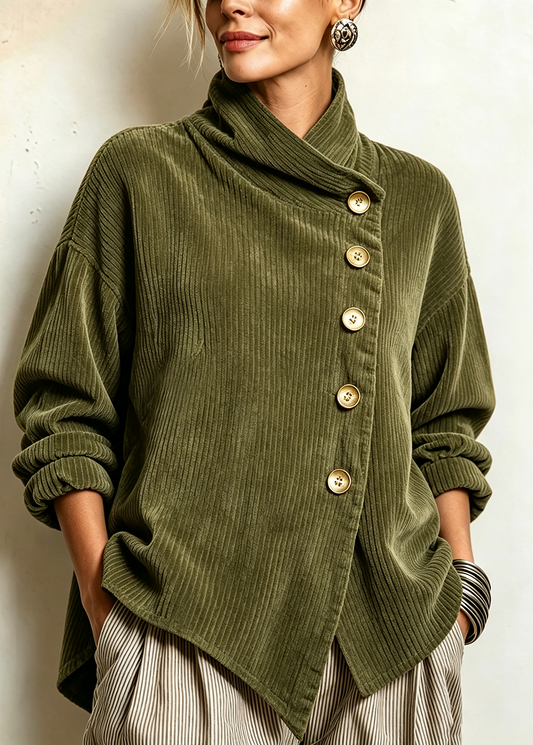 Sylvie – Veste Oversize à Col Enveloppant et Boutons