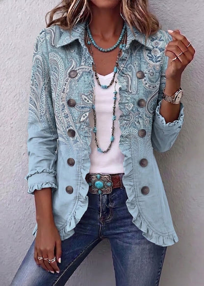Laurence – Veste Paisley Vintage à Volants