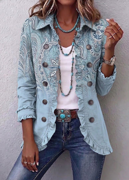 Laurence – Veste Paisley Vintage à Volants