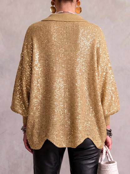Suzanne - Cardigan Oversize à Gros Boutons Dorés
