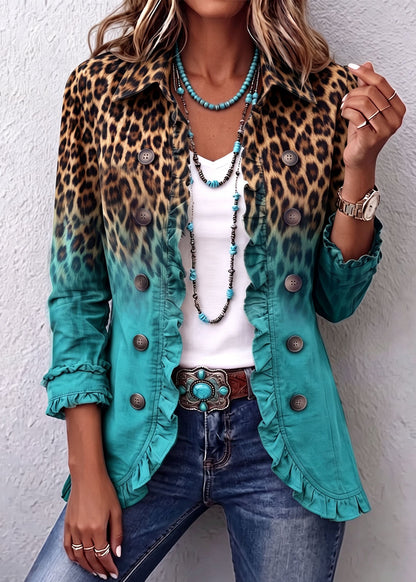 Béatrice – Veste Blazer Imprimé Léopard Contrasté