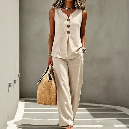 Livia - Ensemble 2 Pièces Décontracté Débardeur & Pantalon Large