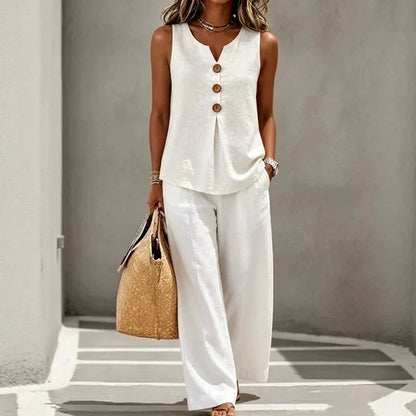 Livia - Ensemble 2 Pièces Décontracté Débardeur & Pantalon Large