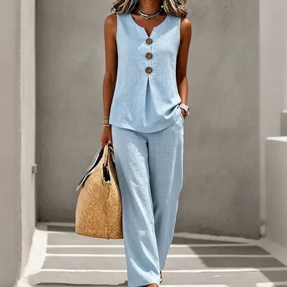 Livia - Ensemble 2 Pièces Décontracté Débardeur & Pantalon Large