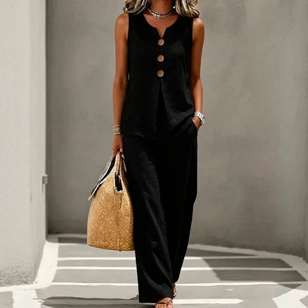 Livia - Ensemble 2 Pièces Décontracté Débardeur & Pantalon Large