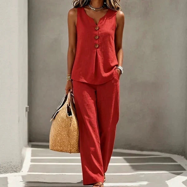 Livia - Ensemble 2 Pièces Décontracté Débardeur & Pantalon Large